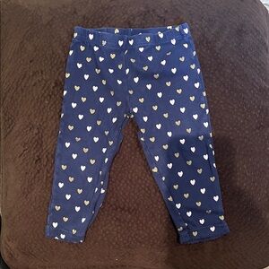 Carter's Navy Leggings with White and Gold Hearts